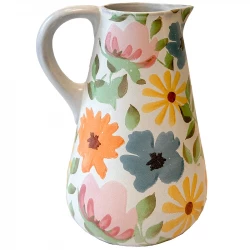 Kande / vase, blomstret, keramik, 24cm  