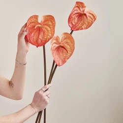 Flamingoblomst, orange, 65cm, anthurium, kunstig blomst