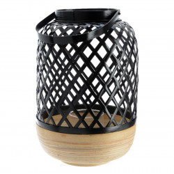 Bambus lanterne, 30cm med hulmønster og håndtag, Sort