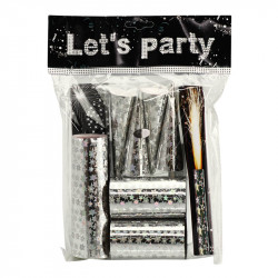 Nytårs Party pose kit, bordpynt i sølv