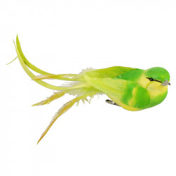 Fugl på klips, 4x18cm, grøn, kunstig fugl
