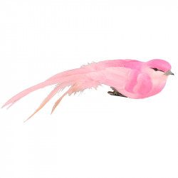Fågel med klämma, 4x18 cm, rosa, konstgjorda djur