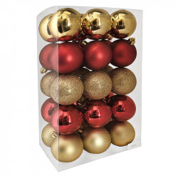 Julgranskulor mix Guld-Röd, 6 cm, 30 st./förpackning
