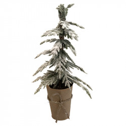 Mini-barrträd med snö i pappersomslag, 45 cm, konstgjord grn n