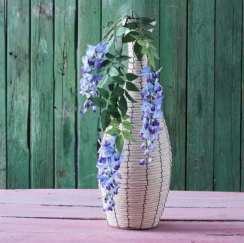 Buy Flettet vase, reb lys natur, H57cm