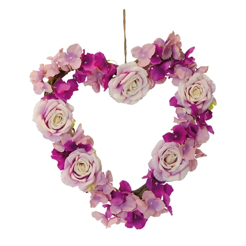 Buy Hjerteformet krans, roser, kunstige blomster