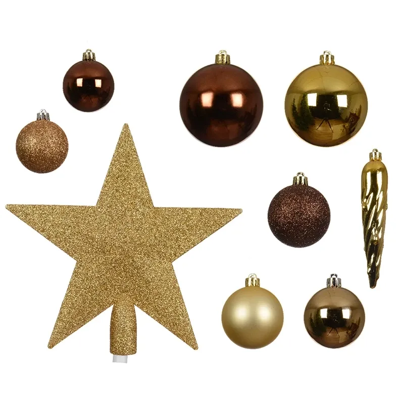 Buy Julekugler, mix m/ stjerne, guld/brun