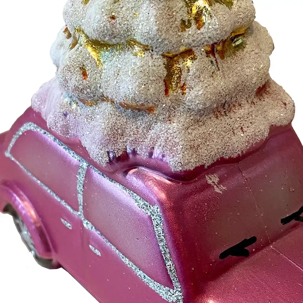 Buy Juletræspynt, bil m juletræ, pink, 13cm