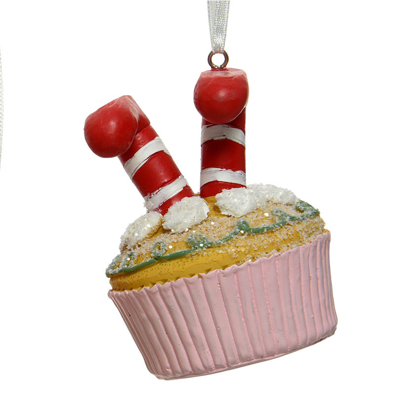 Buy Juletræspynt, cubcake m nisseben og glitter