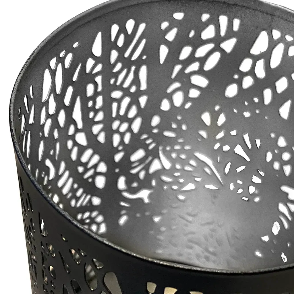 Buy Lysestage m mønster, sølv/sort, Ø10cm