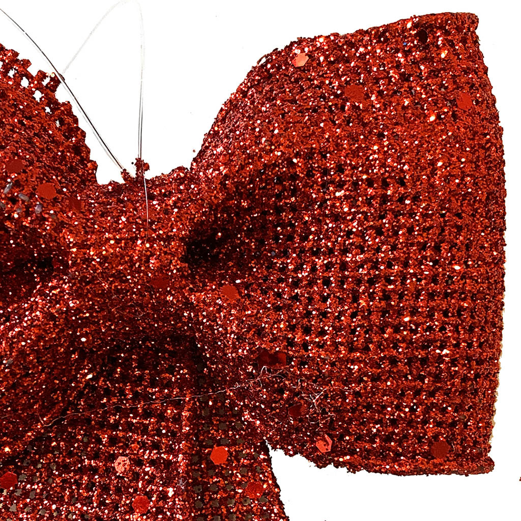Buy Sløjfe i rød m glimmer og ophæng, 14cm