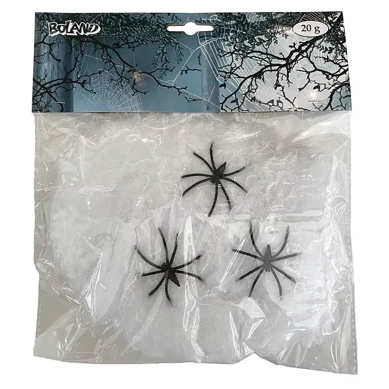 Buy Spindelvæv, 20g m 3 edderkopper, hvid
