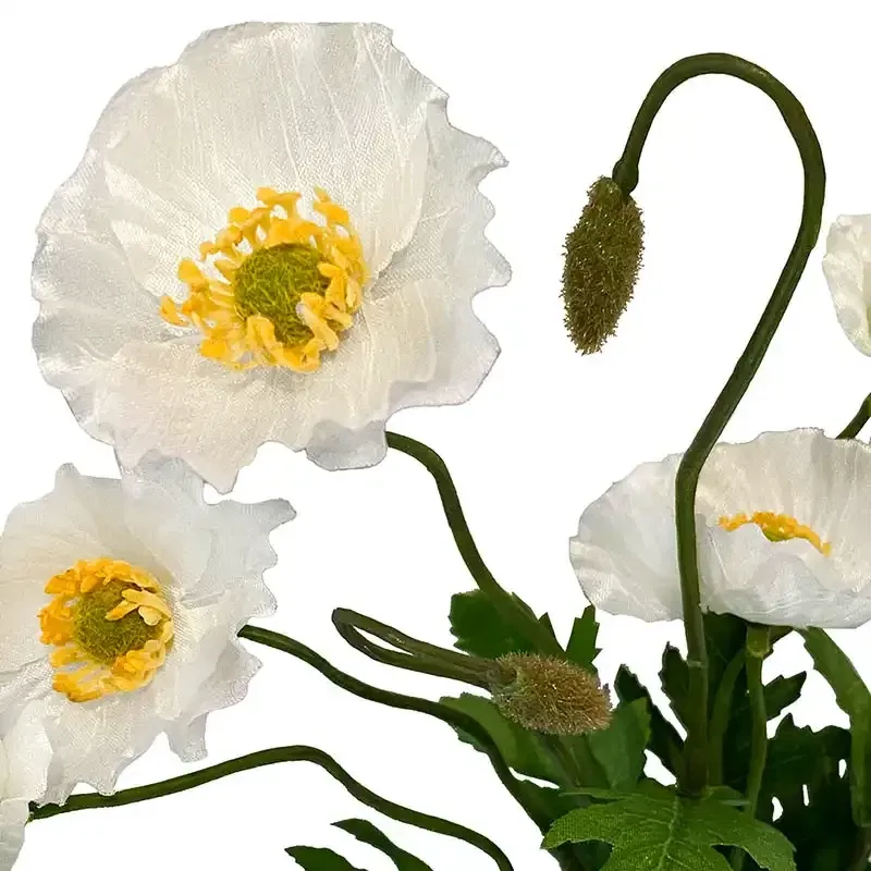 Buy Valmue buket, hvid, 36cm, kunstig blomst