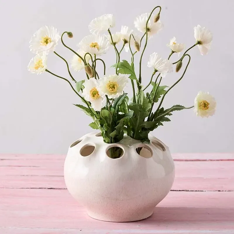 Buy Valmue buket, hvid, 36cm, kunstig blomst