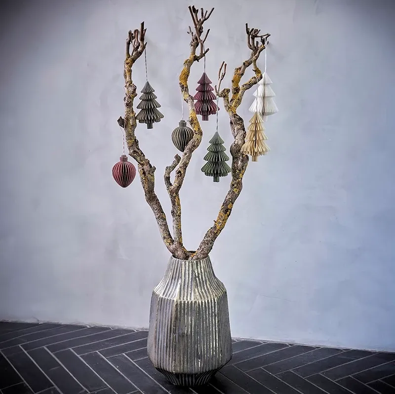 Juletræspynt papir juletræ m ophæng, 15cm