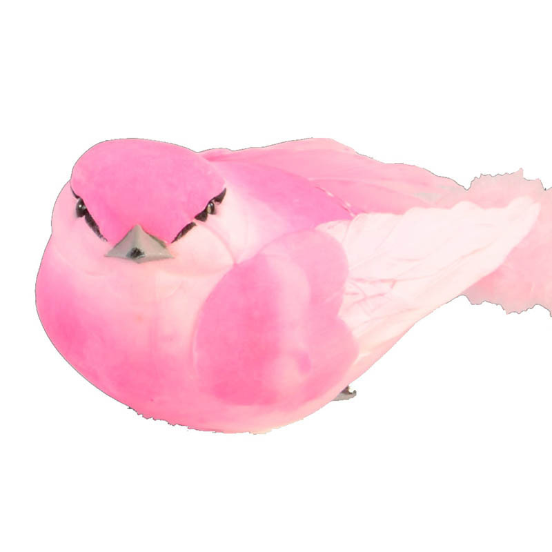 Køb Fugl med klips, 4x18cm, pink, kunstig dyr hos Brondsholm.dk