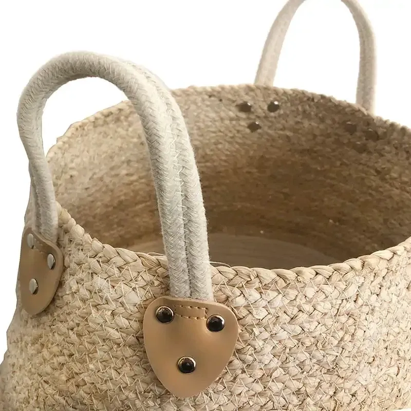 Køb Kurv i majsblads flet og bomuld, H38cm hos Brondsholm.dk
