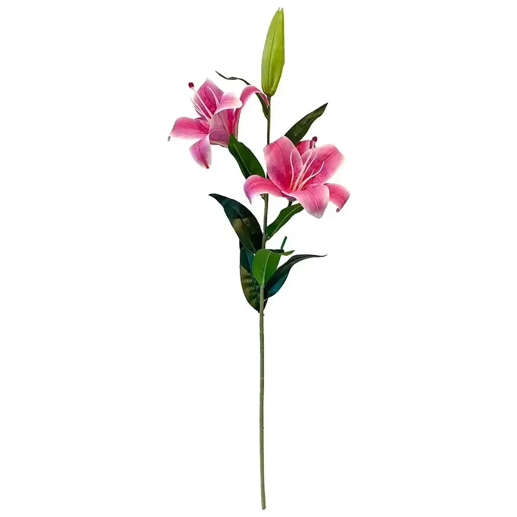 Køb Lilje, 2 blomster, 80cm, kunstig blomst hos Brondsholm.dk