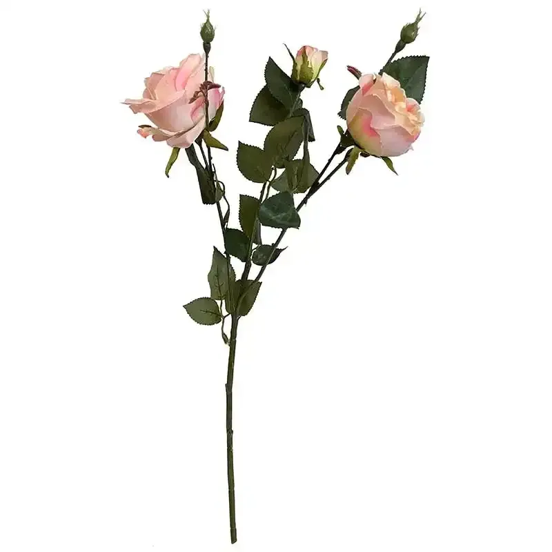 Køb Rose kvist m 3 blomster & m 2 knopper, peach, kunstig blomst hos Brondsholm.dk