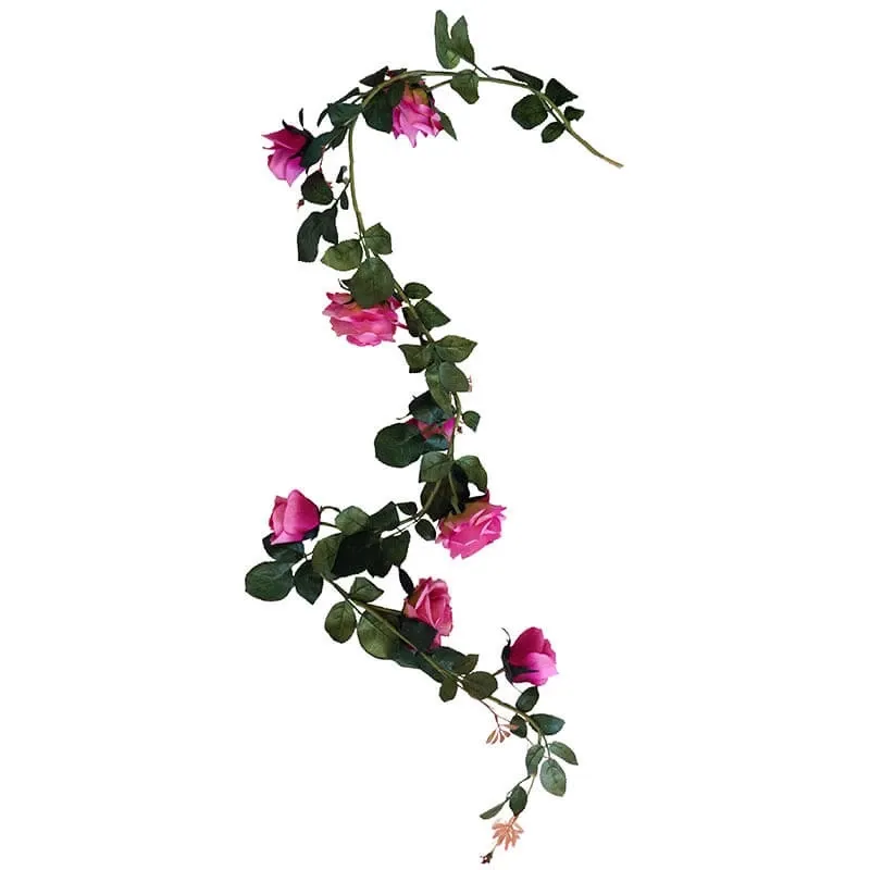 Køb Rosenranke, m 8 roser, Pink, 145cm, kunstig ranke hos Brondsholm.dk