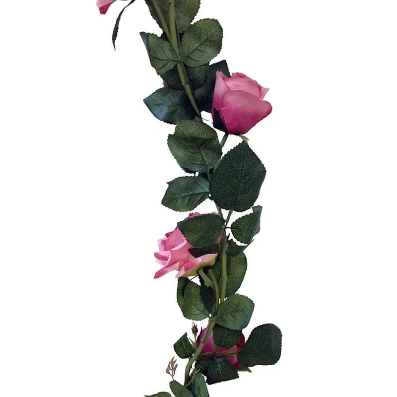 Køb Rosenranke, m 8 roser, Pink, 145cm, kunstig ranke hos Brondsholm.dk