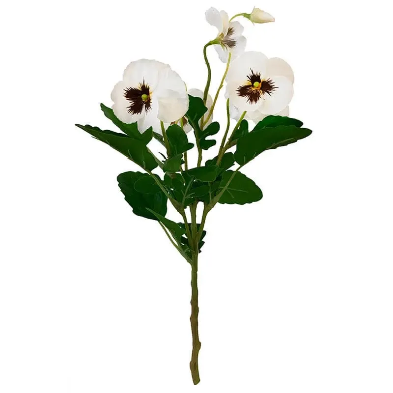 Køb Stedmoderblomst, hvid, 38cm, kunstig blomst hos Brondsholm.dk