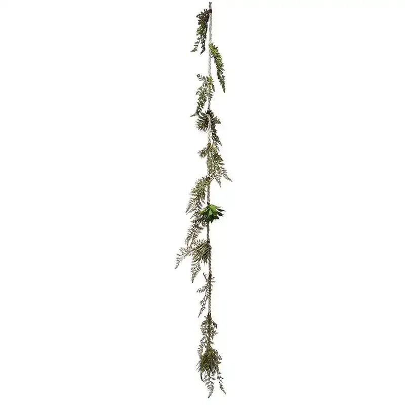 Køb Sukkulent & Bregne på reb ranke, 160cm, kunstig plante hos Brondsholm.dk