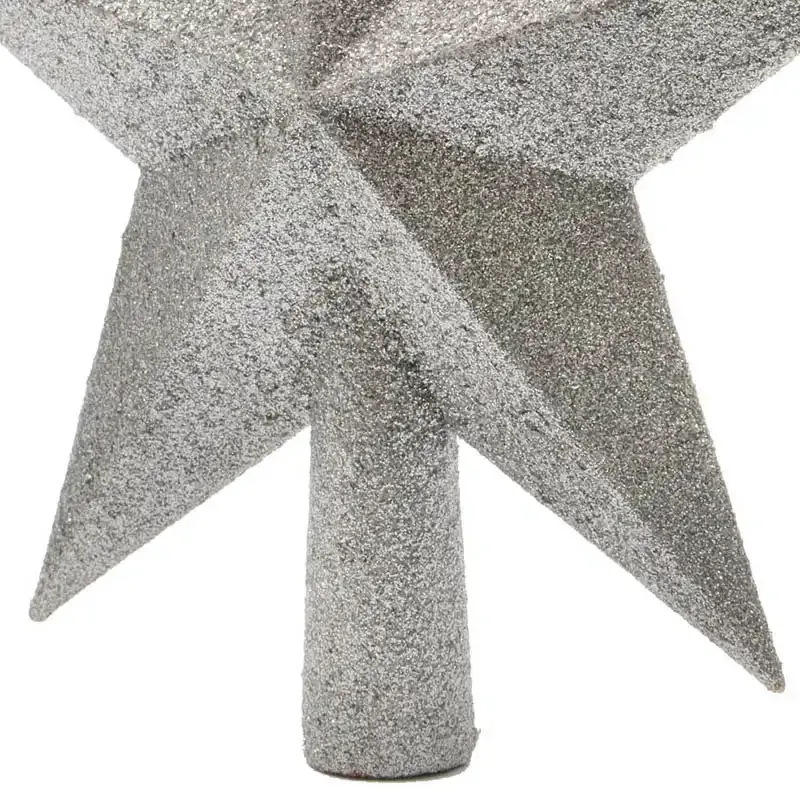Køb Topstjerne med glimmer, 19cm Sølv hos Brondsholm.dk