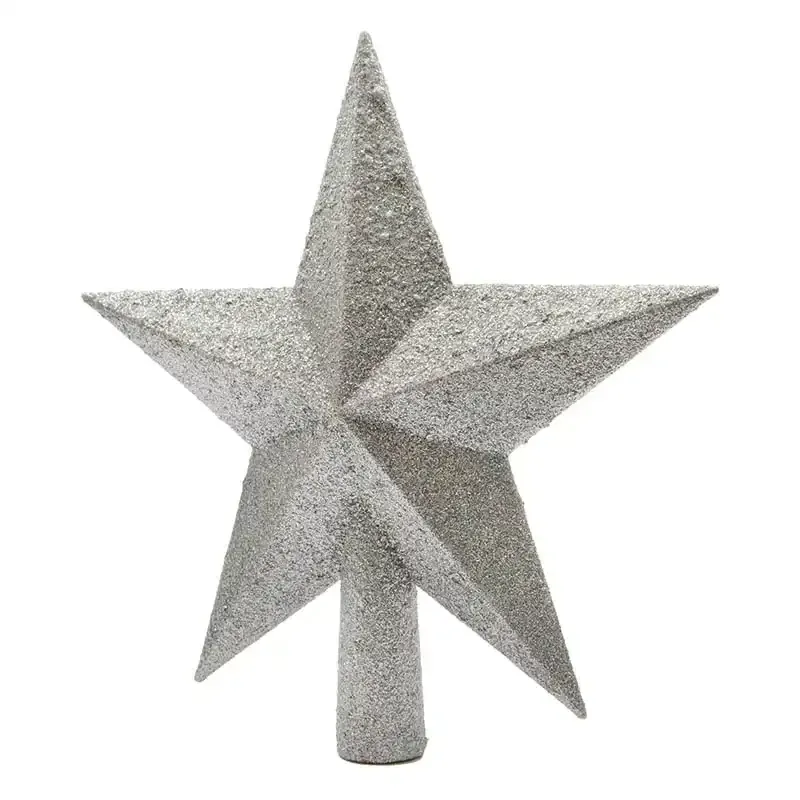 Køb Topstjerne med glimmer, 19cm Sølv hos Brondsholm.dk