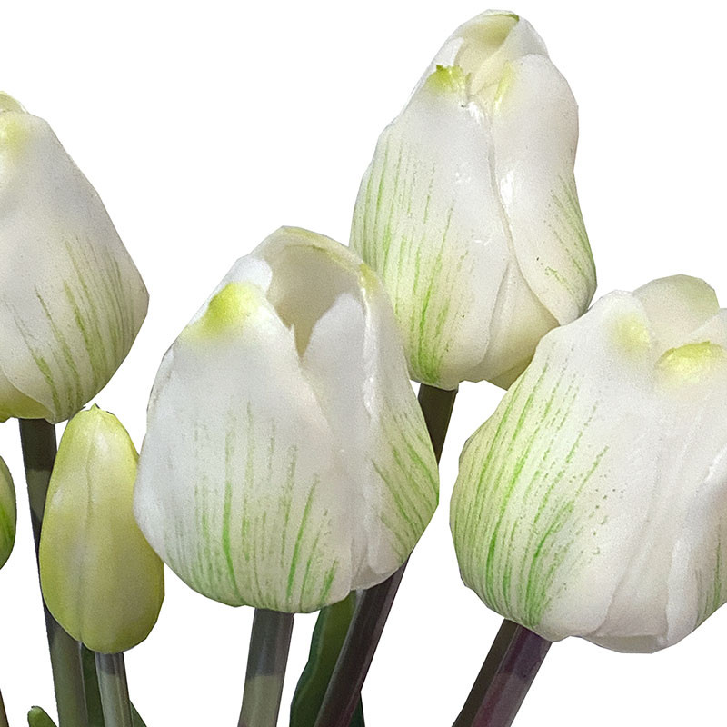 Køb Tulipanbuket, 47cm med 7 blomster Hvid, kunstig blomst hos Brondsholm.dk