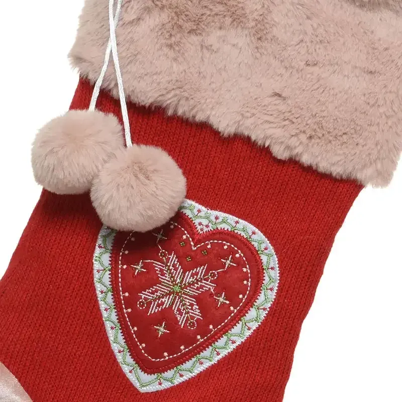 Køb julesok med lyserød plys kant | Alt i julepynt