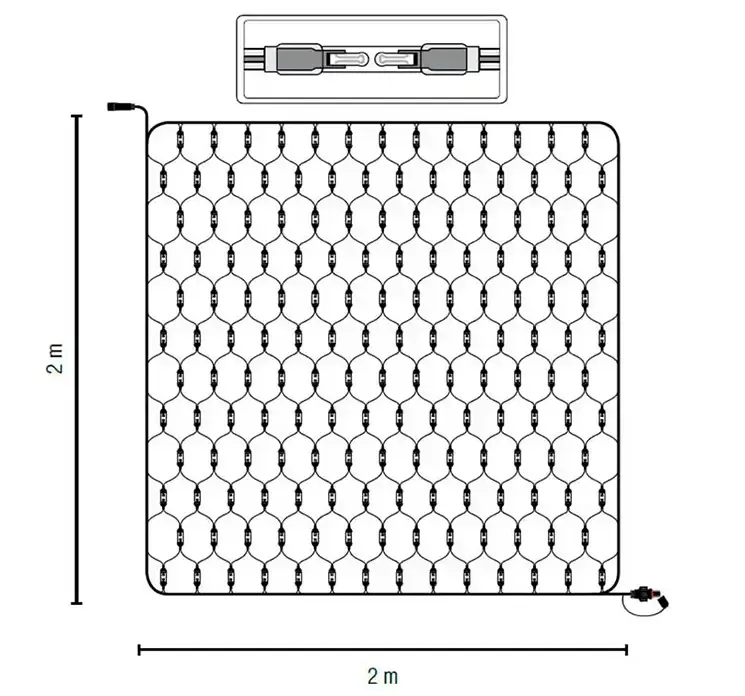 LED lysnet med grøn ledning måltegning