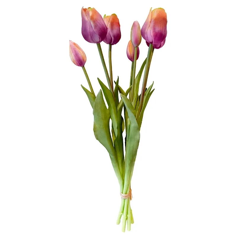 Tulpanbukett, 47 cm med 7 blommor gul/röd