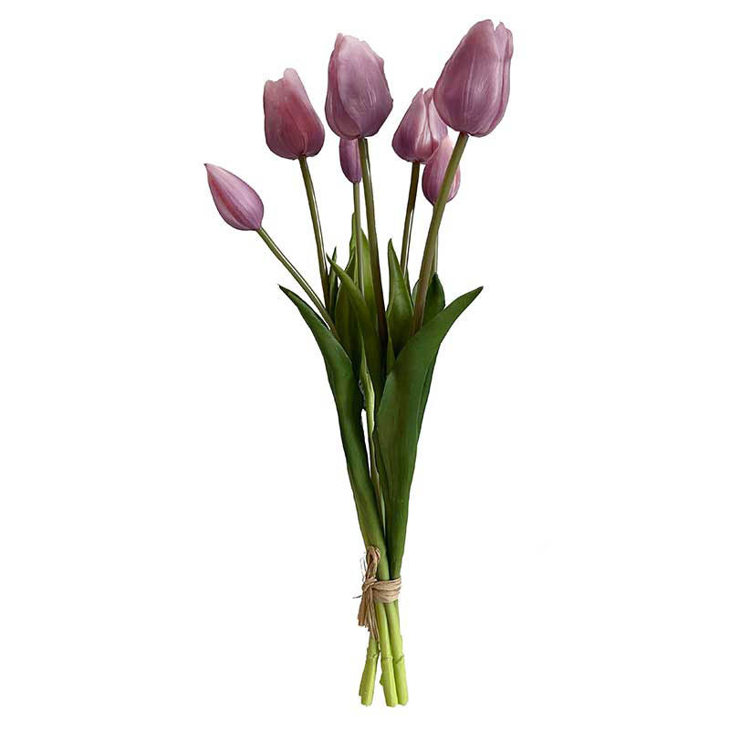 Tulpanbukett, 47 cm med 7 blommor lavendel