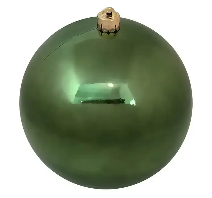 Julekugle af plast i grøn, blank
