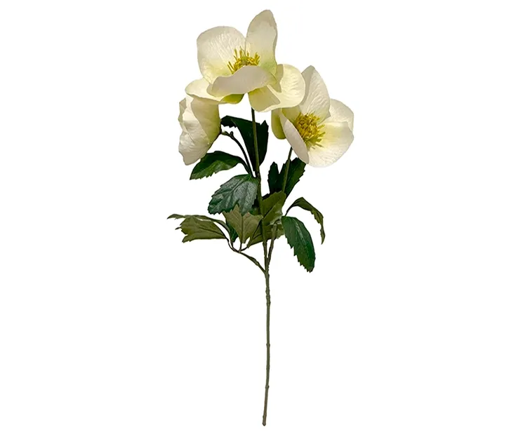 kunstig hvid julerose i plast med tre blomster
