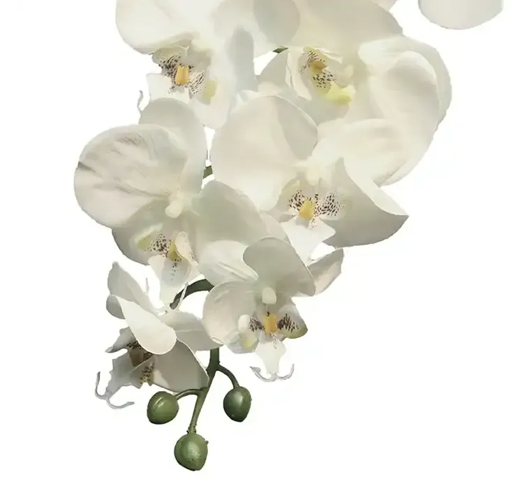 Kunstig orkide af plast cremefarvet closeup