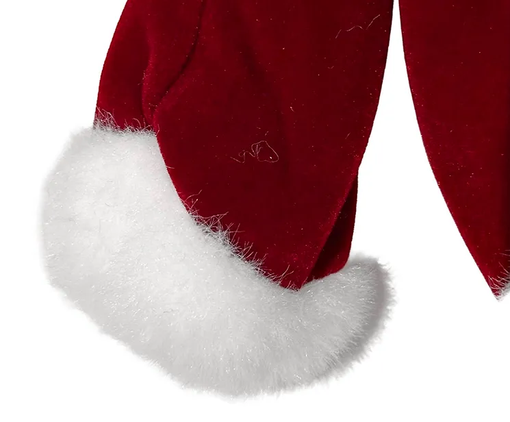 Sløjfe i rød med ophæng, lavet af polyester, velour og med plyskant closeup
